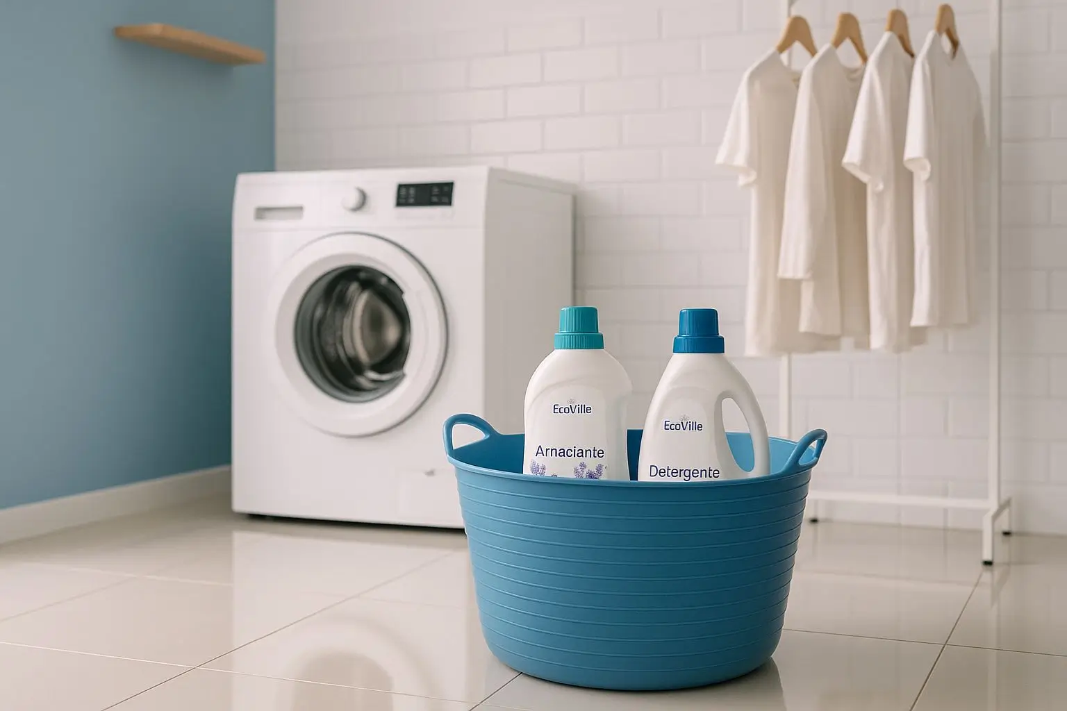 Produtos Ecoville para lavanderia: detergentes e amaciantes concentrados em Salvador.